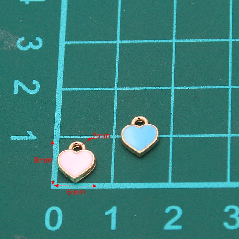 50PCS 6*8mm 10 Χρώμα κράμα μετάλλου Oil Small Heart Charms Χρυσό μενταγιόν KC For DIY Βραχιόλι Κολιέ Κατασκευή κοσμημάτων