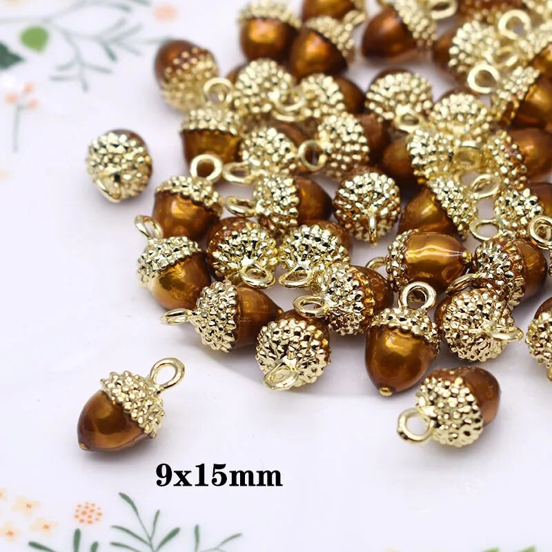 5tk 9x15mm sulamist amulett tammetõru 3D tammetõru amulett 3D männipähklid tammetõru ripats amulett ehete valmistamiseks isetegemiseks