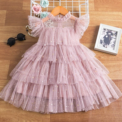 Väikeste tüdrukute punane jõulupeokleit Lendav varrukas Soliidne peoriided Lastele Lilletüdrukute kleit Printsesskleit 3-8-aastastele tüdrukutele