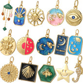 Bohemian Moon Star Charms Diy Naušnice Ogrlica Narukvica Heart Dijes Evil Blue Eye Zlatne boje Charms za izradu nakita