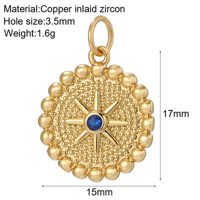 Bohemian Moon Star Charms Diy Naušnice Ogrlica Narukvica Heart Dijes Evil Blue Eye Zlatne boje Charms za izradu nakita