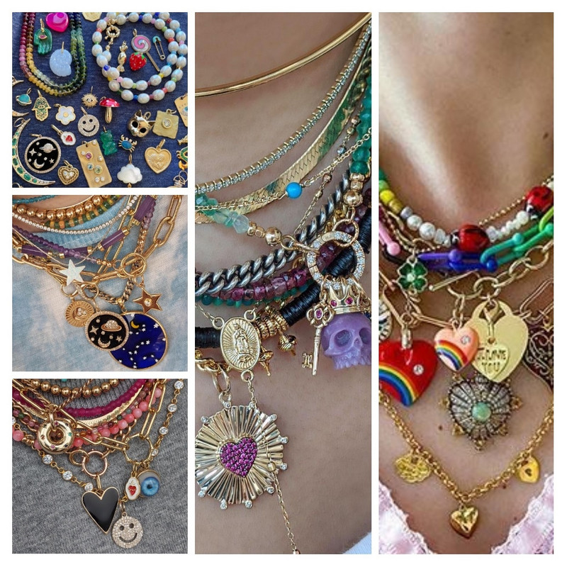 Bohemian Moon Star Charms Diy Naušnice Ogrlica Narukvica Heart Dijes Evil Blue Eye Zlatne boje Charms za izradu nakita