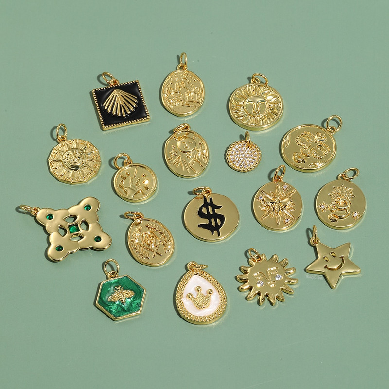 Bohemian Moon Star Charms Diy Naušnice Ogrlica Narukvica Heart Dijes Evil Blue Eye Zlatne boje Charms za izradu nakita