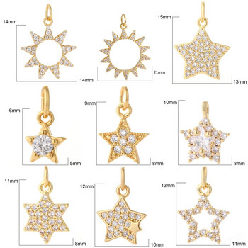 Star Sun Κρεμαστό Γούρια για Σκουλαρίκια Κολιέ Κατασκευής Προμήθειες Αξεσουάρ Χρυσό Χρώμα Diy Κοσμήματα Γούρια Μεταλλικό Χάλκινο CZ Ζιργκόν