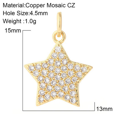 Zvijezda Sunce Privjesci za naušnice Pribor za izradu ogrlica Zlatna boja Diy Nakit privjesci Metal Bakar CZ Cirkon