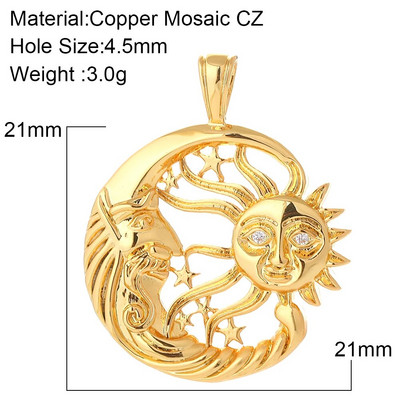 Zvijezda Sunce Privjesci za naušnice Pribor za izradu ogrlica Zlatna boja Diy Nakit privjesci Metal Bakar CZ Cirkon
