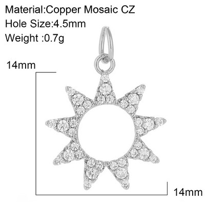Zvijezda Sunce Privjesci za naušnice Pribor za izradu ogrlica Zlatna boja Diy Nakit privjesci Metal Bakar CZ Cirkon