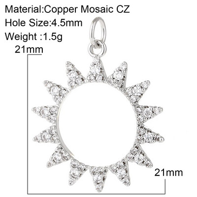 Zvijezda Sunce Privjesci za naušnice Pribor za izradu ogrlica Zlatna boja Diy Nakit privjesci Metal Bakar CZ Cirkon