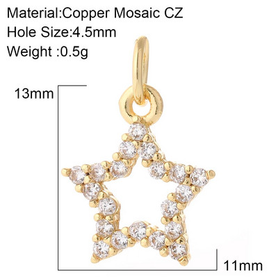 Zvijezda Sunce Privjesci za naušnice Pribor za izradu ogrlica Zlatna boja Diy Nakit privjesci Metal Bakar CZ Cirkon
