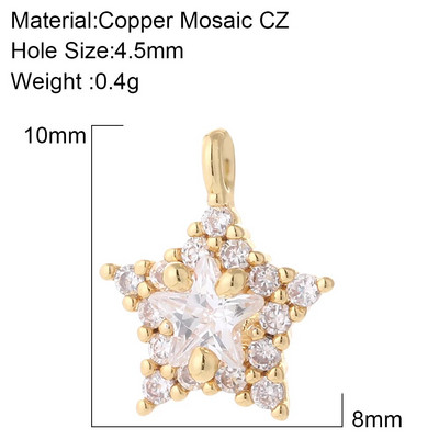 Zvijezda Sunce Privjesci za naušnice Pribor za izradu ogrlica Zlatna boja Diy Nakit privjesci Metal Bakar CZ Cirkon