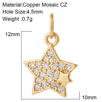 Zvijezda Sunce Privjesci za naušnice Pribor za izradu ogrlica Zlatna boja Diy Nakit privjesci Metal Bakar CZ Cirkon