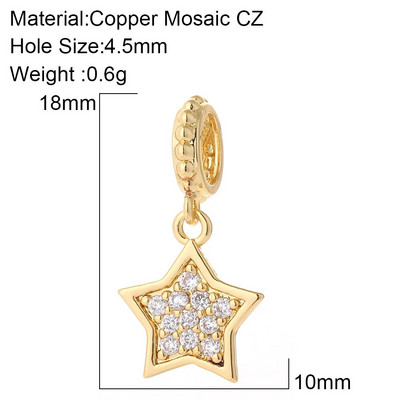 Zvijezda Sunce Privjesci za naušnice Pribor za izradu ogrlica Zlatna boja Diy Nakit privjesci Metal Bakar CZ Cirkon