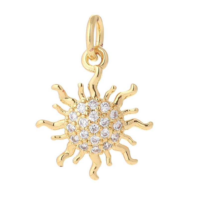 Zvijezda Sunce Privjesci za naušnice Pribor za izradu ogrlica Zlatna boja Diy Nakit privjesci Metal Bakar CZ Cirkon