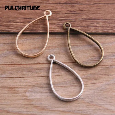 10 vnt 20 * 37 mm 7 spalvų lydinio papuošalų priedai Vandens lašo žavesys tuščiaviduriai klijai, tuščias pakabuko dėklo rėmelis