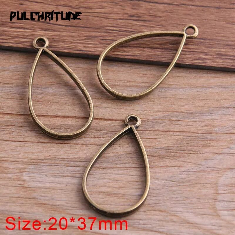 10 vnt 20 * 37 mm 7 spalvų lydinio papuošalų priedai Vandens lašo žavesys tuščiaviduriai klijai, tuščias pakabuko dėklo rėmelis