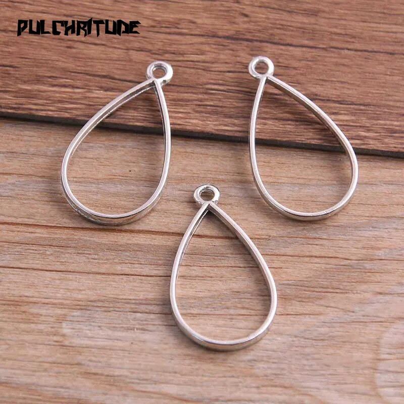 10 vnt 20 * 37 mm 7 spalvų lydinio papuošalų priedai Vandens lašo žavesys tuščiaviduriai klijai, tuščias pakabuko dėklo rėmelis