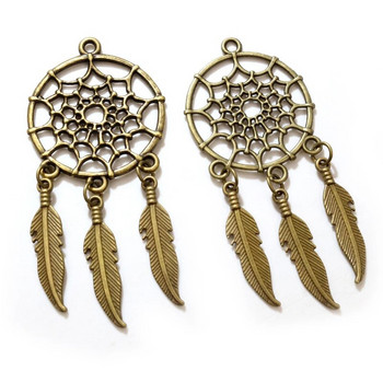 5 бр. Charms Native Dream Catcher Connector Antique Making Pendant fit, Vintage Tibetan Bronze Silver цвят, Направи си сам ръчно изработени бижута