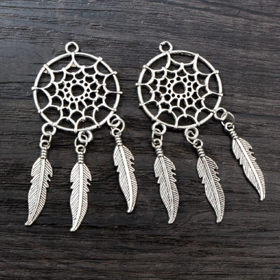 5 tk Charms Native Dream Catcher Connector, antiikne ripats, vintage tiibeti pronkshõbedane värv, DIY käsitsi valmistatud ehted