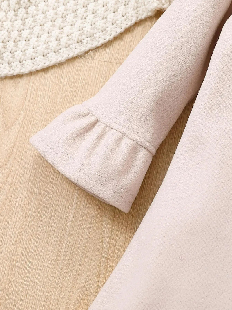 Παιδικό νέο φθινοπωρινό και χειμερινό φόρεμα για κορίτσια Μεγάλο παπιγιόν μονόχρωμο Μακρυμάνικο φόρεμα πριγκίπισσας