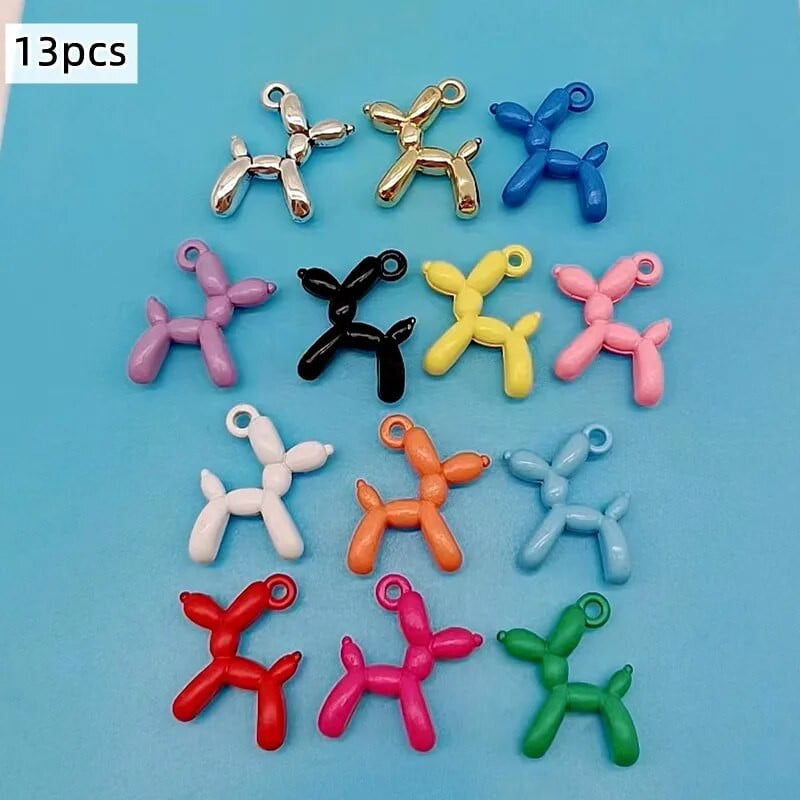 13vnt 19*15mm 13spalvų 3D balionų šunų metaliniai pakabukai auskarai apyrankė pasidaryk pats karoliai papuošalų kūrimas