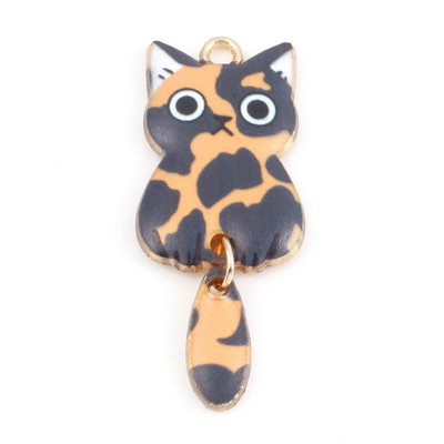 10 vnt Mielų animacinių filmų kačių emalio gyvūnų pakabukai įvairiaspalviai aukso spalvos metaliniai pakabukai „pasidaryk pats“ auskarai, karoliai, papuošalai 3,9 cm x 1,6 cm