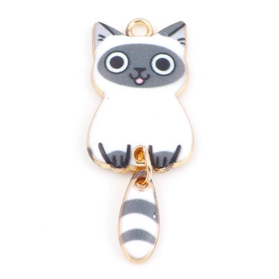 10 vnt Mielų animacinių filmų kačių emalio gyvūnų pakabukai įvairiaspalviai aukso spalvos metaliniai pakabukai „pasidaryk pats“ auskarai, karoliai, papuošalai 3,9 cm x 1,6 cm