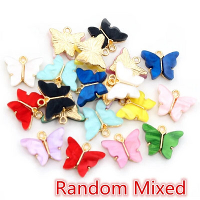 10 τμχ 14x16mm Acrylic Butterfly Charms Κρεμαστό μεταλλικό γούρι από κράμα για κολιέ Βραχιόλι DIY Jewelry Making Accessories Findings