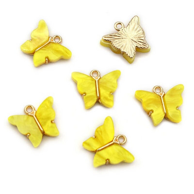 10 τμχ 14x16mm Acrylic Butterfly Charms Κρεμαστό μεταλλικό γούρι από κράμα για κολιέ Βραχιόλι DIY Jewelry Making Accessories Findings