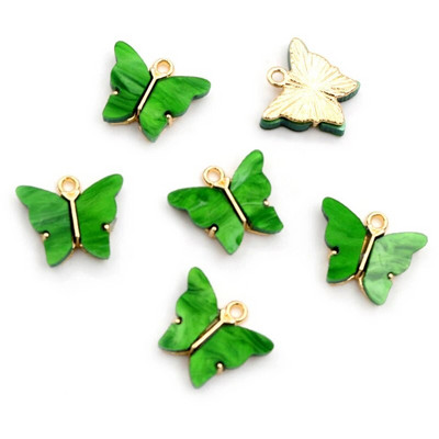 10 τμχ 14x16mm Acrylic Butterfly Charms Κρεμαστό μεταλλικό γούρι από κράμα για κολιέ Βραχιόλι DIY Jewelry Making Accessories Findings