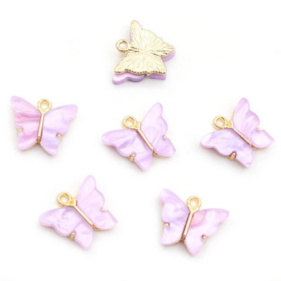 10 τμχ 14x16mm Acrylic Butterfly Charms Κρεμαστό μεταλλικό γούρι από κράμα για κολιέ Βραχιόλι DIY Jewelry Making Accessories Findings