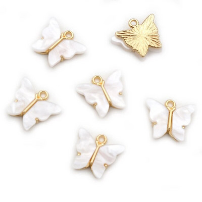 10 τμχ 14x16mm Acrylic Butterfly Charms Κρεμαστό μεταλλικό γούρι από κράμα για κολιέ Βραχιόλι DIY Jewelry Making Accessories Findings