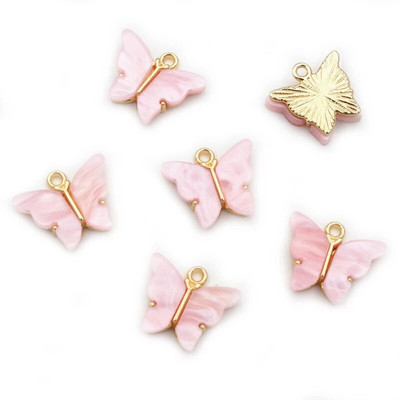 10 τμχ 14x16mm Acrylic Butterfly Charms Κρεμαστό μεταλλικό γούρι από κράμα για κολιέ Βραχιόλι DIY Jewelry Making Accessories Findings
