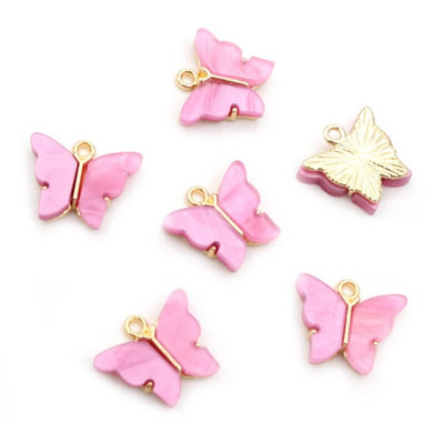 10 τμχ 14x16mm Acrylic Butterfly Charms Κρεμαστό μεταλλικό γούρι από κράμα για κολιέ Βραχιόλι DIY Jewelry Making Accessories Findings