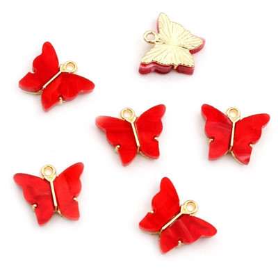 10 τμχ 14x16mm Acrylic Butterfly Charms Κρεμαστό μεταλλικό γούρι από κράμα για κολιέ Βραχιόλι DIY Jewelry Making Accessories Findings