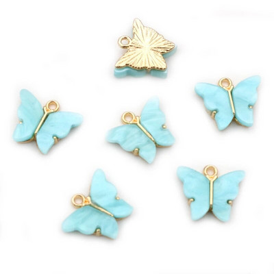 10 τμχ 14x16mm Acrylic Butterfly Charms Κρεμαστό μεταλλικό γούρι από κράμα για κολιέ Βραχιόλι DIY Jewelry Making Accessories Findings