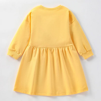 Little maven Κορίτσια Φθινοπωρινά μακρυμάνικα Φόρεμα Φόρεκες με όμορφα ρούχα Λουλούδια Απλικέ Κίτρινα Φορέματα Κορίτσια Κομψό Φόρεμα
