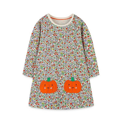 Hüppemeetrid 2-7T pikkade varrukatega mesilaste tikand Printsess tüdrukute kleidid lilleprintidega Lasteriided Väikelapse sünnipäevapidu