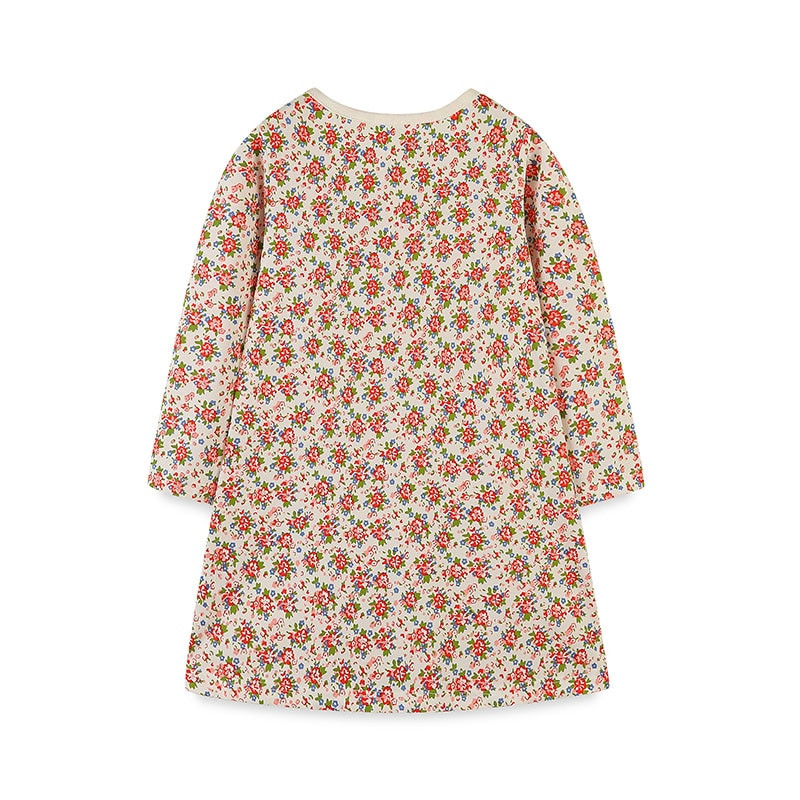 Hüppemeetrid 2-7T pikkade varrukatega mesilaste tikand Printsess tüdrukute kleidid lilleprintidega Lasteriided Väikelapse sünnipäevapidu