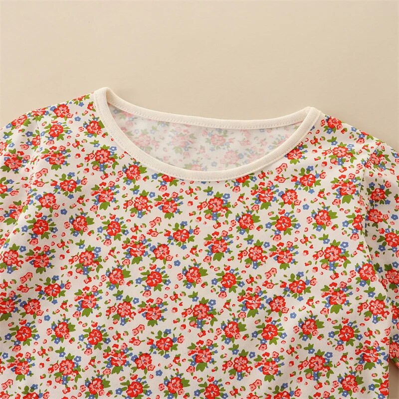 Hüppemeetrid 2-7T pikkade varrukatega mesilaste tikand Printsess tüdrukute kleidid lilleprintidega Lasteriided Väikelapse sünnipäevapidu