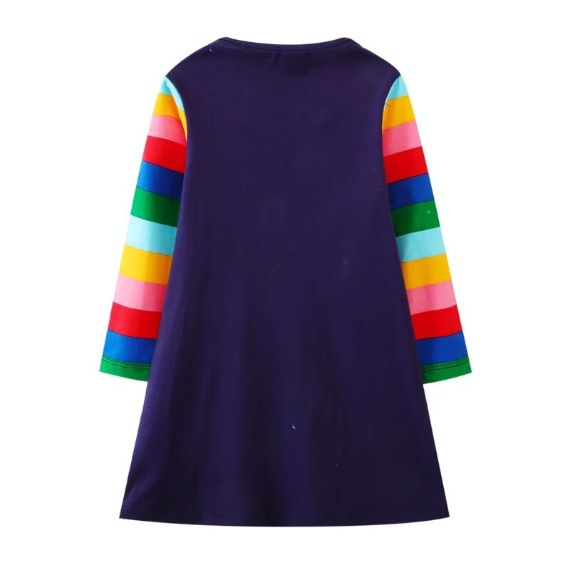 Šokinėjantys metrai 2-7T karštai parduodamos vaikiškos mokyklinės suknelės su kišenėmis, rašiklis, siuvinėjimas ilgomis rankovėmis, rudeninė vaikiška preppy stiliaus suknelė