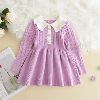 Φόρεμα χειμωνιάτικο μάλλινο μακρυμάνικο πλέξιμο για κορίτσια Φθινοπωρινό μωρό βολάν Πλεκτό φόρεμα πριγκίπισσας πουλόβερ Casual ρούχα