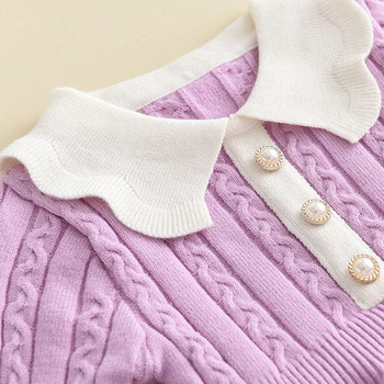 Φόρεμα χειμωνιάτικο μάλλινο μακρυμάνικο πλέξιμο για κορίτσια Φθινοπωρινό μωρό βολάν Πλεκτό φόρεμα πριγκίπισσας πουλόβερ Casual ρούχα