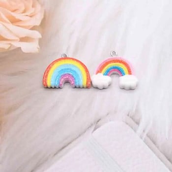 10 τμχ 26*20mm Rainbows Flat Back Cute Charms For Pendant DIY Earrings Κολιέ Κοσμήματα Αξεσουάρ Εύρεση