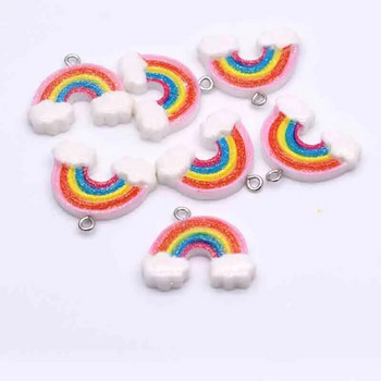 10 τμχ 26*20mm Rainbows Flat Back Cute Charms For Pendant DIY Earrings Κολιέ Κοσμήματα Αξεσουάρ Εύρεση