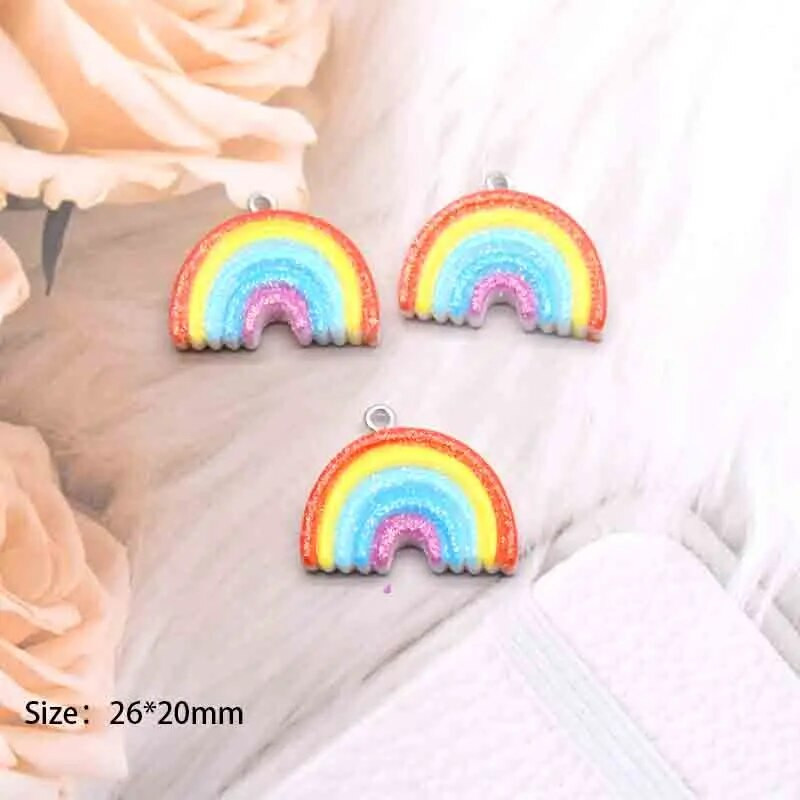 10 τμχ 26*20mm Rainbows Flat Back Cute Charms For Pendant DIY Earrings Κολιέ Κοσμήματα Αξεσουάρ Εύρεση