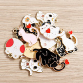 10 τμχ/παρτίδα Γούρια με σμάλτο με ζωάκια για γάτες για κοσμήματα που φτιάχνουν χαριτωμένα σκουλαρίκια κρεμαστά κολιέ Κρεμαστά κολιέ DIY Μπρελόκ Προμήθειες χειροτεχνίας