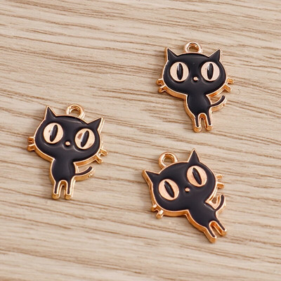 10 τμχ/παρτίδα Γούρια με σμάλτο με ζωάκια για γάτες για κοσμήματα που φτιάχνουν χαριτωμένα σκουλαρίκια κρεμαστά κολιέ Κρεμαστά κολιέ DIY Μπρελόκ Προμήθειες χειροτεχνίας