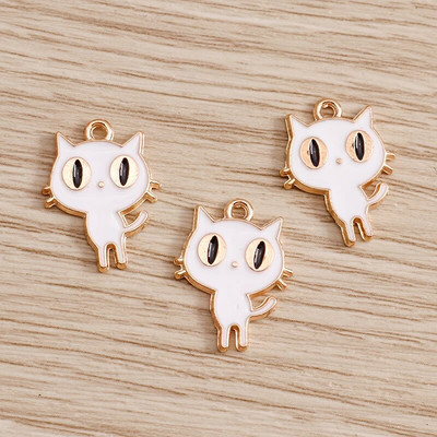 10 τμχ/παρτίδα Γούρια με σμάλτο με ζωάκια για γάτες για κοσμήματα που φτιάχνουν χαριτωμένα σκουλαρίκια κρεμαστά κολιέ Κρεμαστά κολιέ DIY Μπρελόκ Προμήθειες χειροτεχνίας