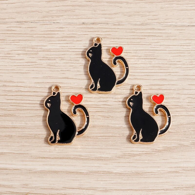 10 τμχ/παρτίδα Γούρια με σμάλτο με ζωάκια για γάτες για κοσμήματα που φτιάχνουν χαριτωμένα σκουλαρίκια κρεμαστά κολιέ Κρεμαστά κολιέ DIY Μπρελόκ Προμήθειες χειροτεχνίας