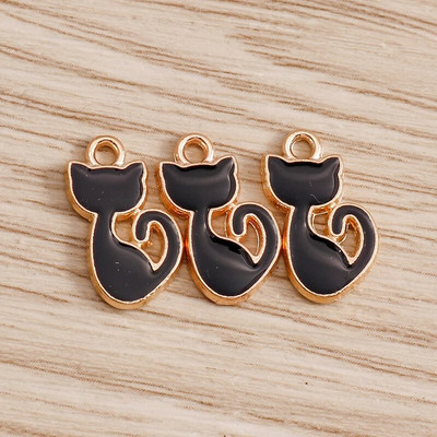 10 τμχ/παρτίδα Γούρια με σμάλτο με ζωάκια για γάτες για κοσμήματα που φτιάχνουν χαριτωμένα σκουλαρίκια κρεμαστά κολιέ Κρεμαστά κολιέ DIY Μπρελόκ Προμήθειες χειροτεχνίας